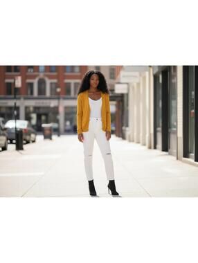 LE3NO Women's Mustard Yellow Cardigan Sweater